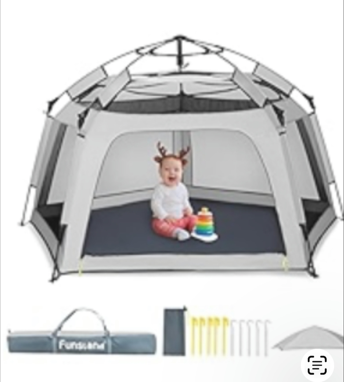 Children's pop-up play yard with mesh sides and carry bag